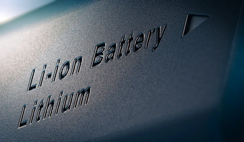 Nahansicht eines Lithium-Ionen-Akkus